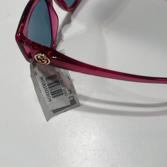 Gucci 56mm Cat Eye Sunglasses Red with blue lenses - Picture 7 of 8